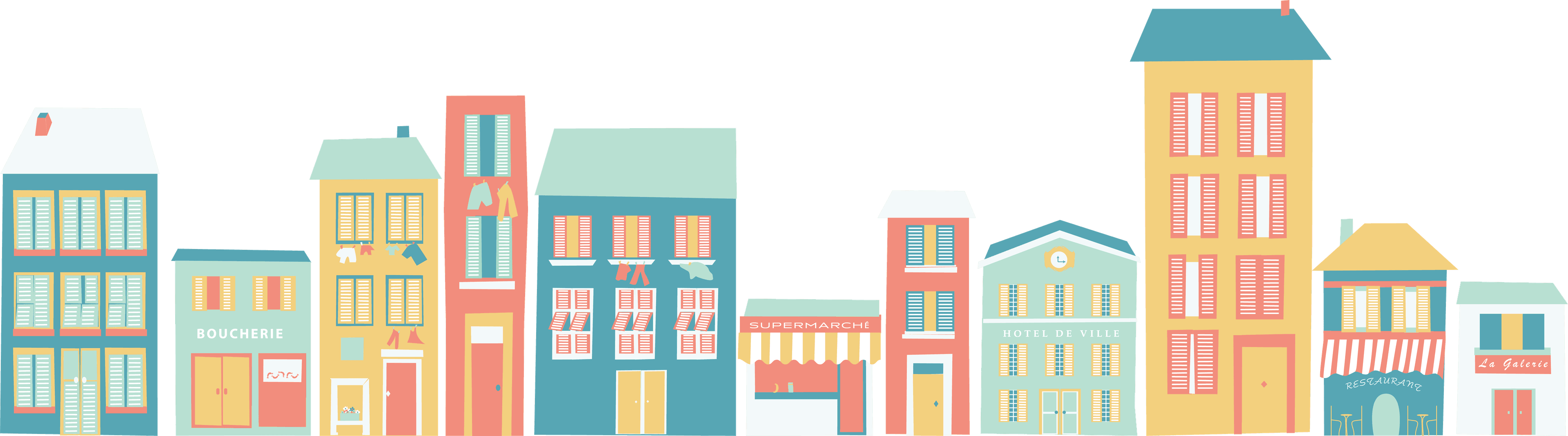 A village scene with various shops in the south of france